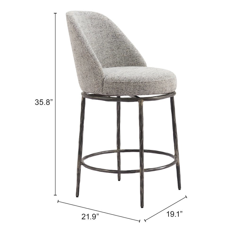 Swivel Counter Stool, Gray Steel Leg, 360 Degree Rotation