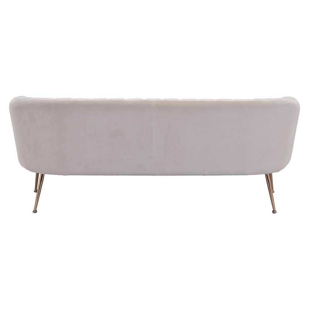 Sofa, Beige Velvet Fabric, 3-Seater, Steel Legs, Armrest Support