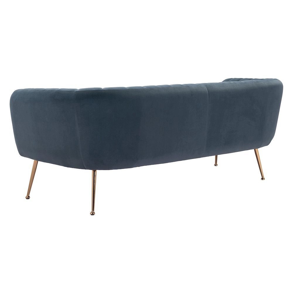 Sofa, Gray Velvet Fabric, 3-Seater, Steel Legs, Armrest Support