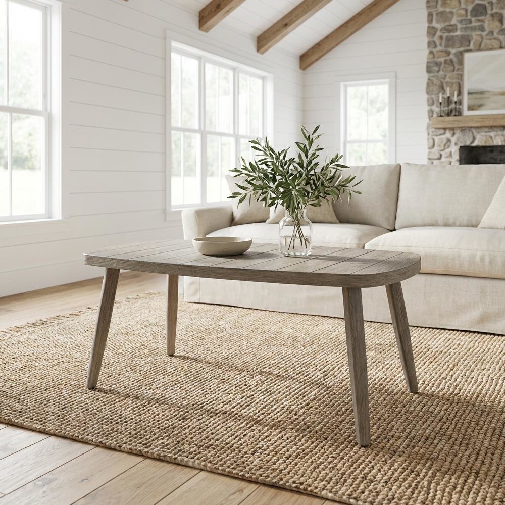 Brown Aluminum Coffee Table with Modern Rectangle Top and Lightweight Frame