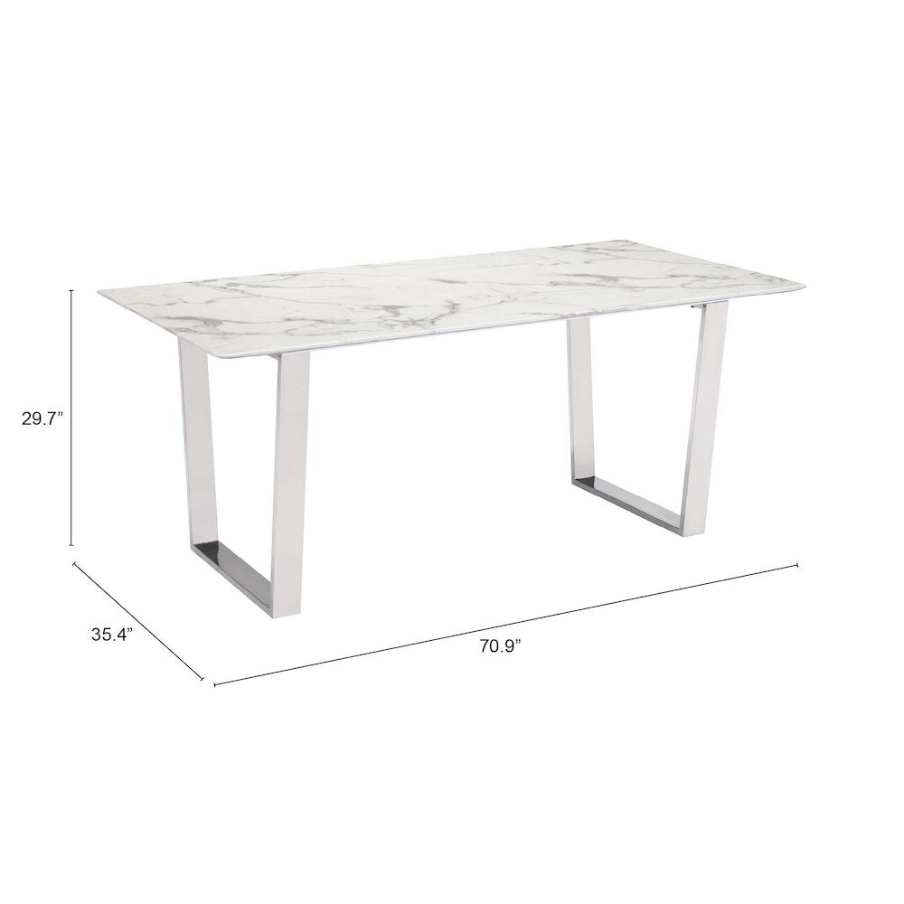 Atlas Dining Table White & Silver