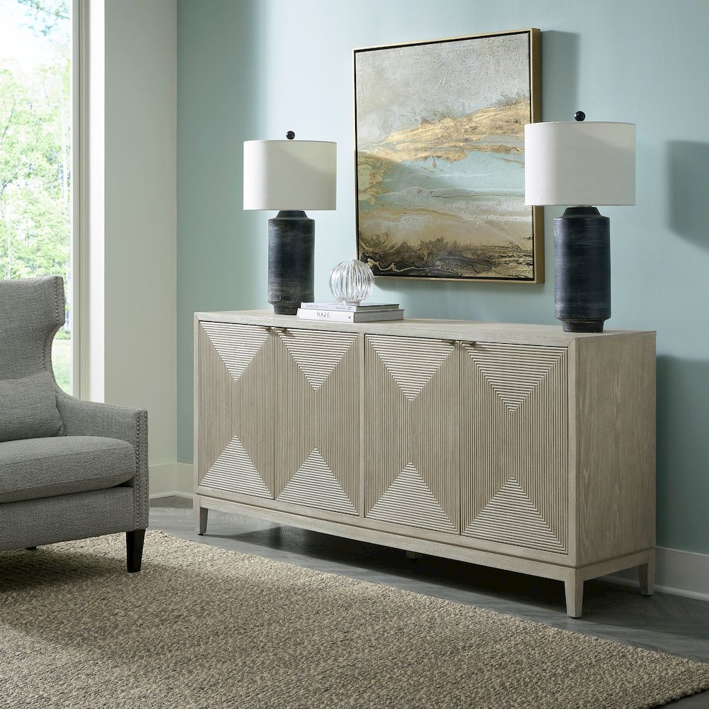 Kinsley 4 Door Accent Cabinet Light Gray in Washed Taupe