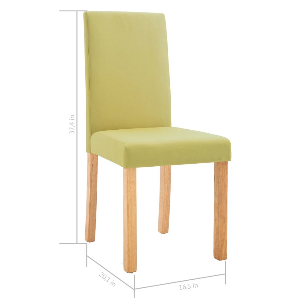 Dining Chair Set of 4 Green Fabric and Rubber wood Standard