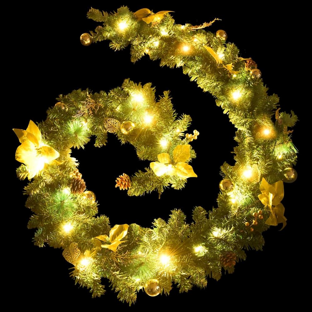 Christmas Garland Green and Gold PVC 8.9 feet Christmas Garland