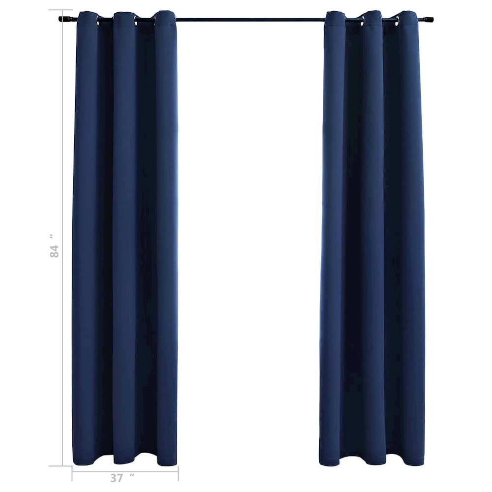 vidaXL Blackout Curtains with Rings 2 pcs Navy Blue 37"x84" Fabric, 134859