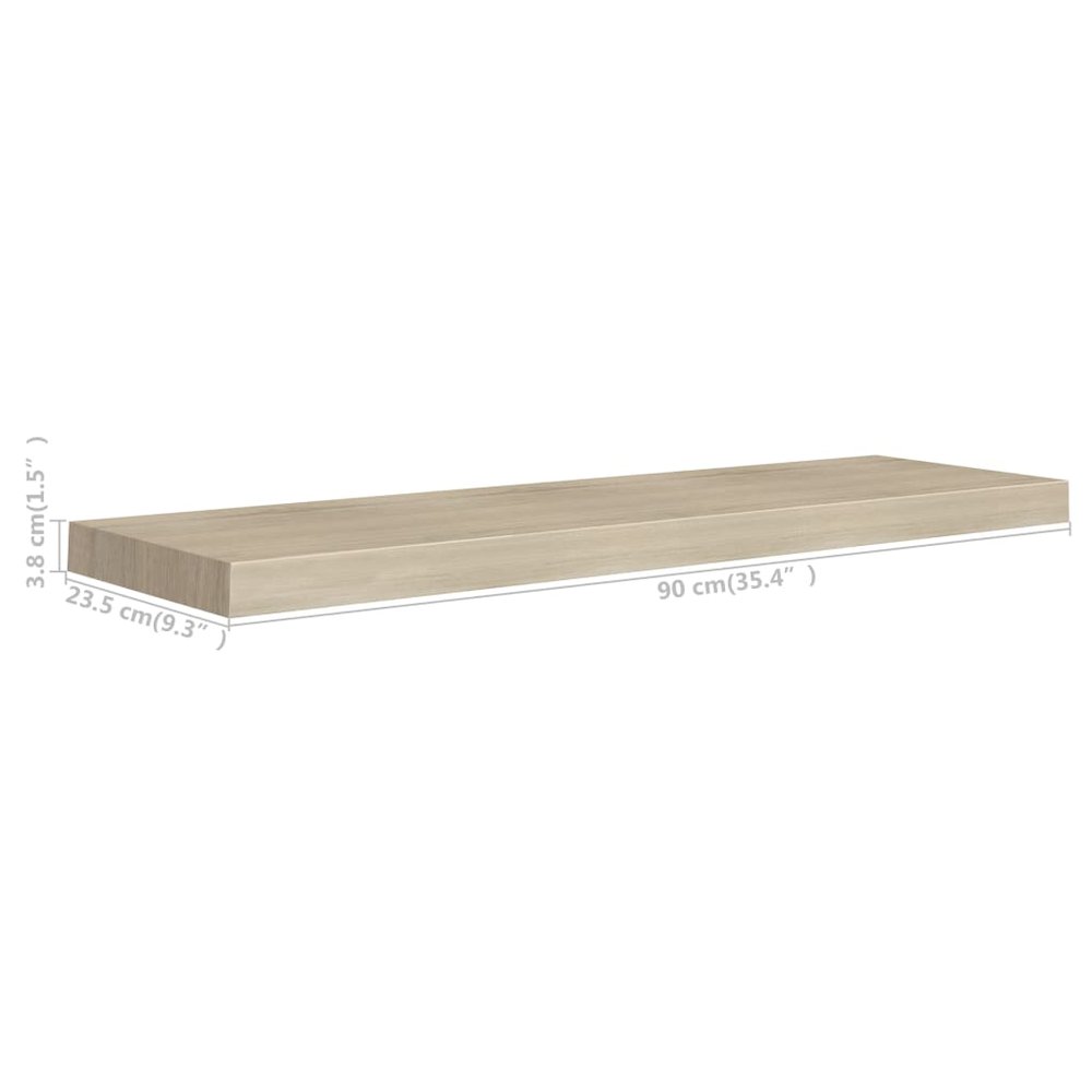 Wall Shelf Set of 4 Oak Honeycomb MDF, metal 35.4 x 9.3 x 1.5 in