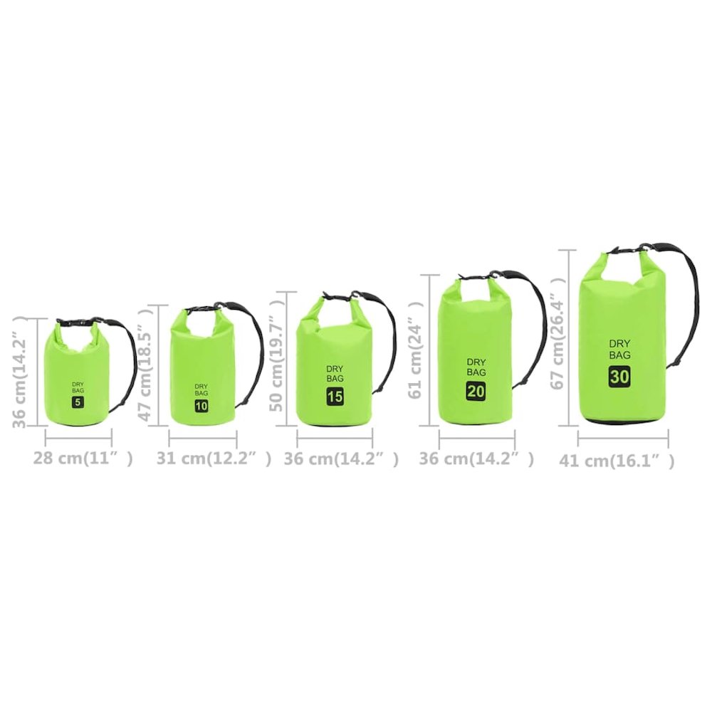 vidaXL Dry Bag Green 1.3 gal PVC 2779