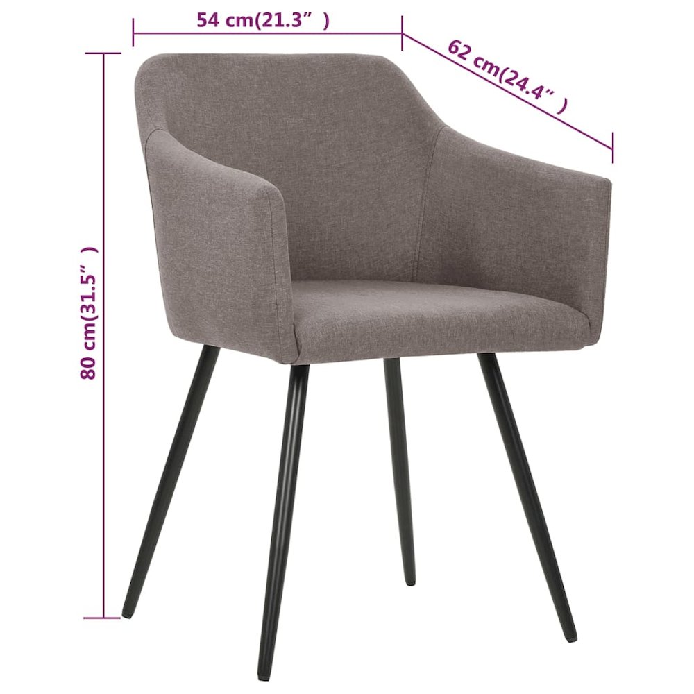 Dining Chair Set of 6 Taupe Polyester fabric, Metal Standard
