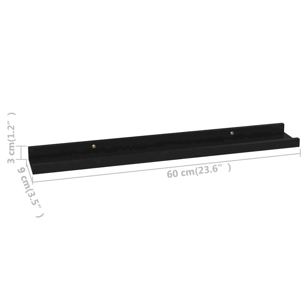 Wall Shelf Set of 4 Black MDF 23.6x3.5x1.2 in Wall mounting