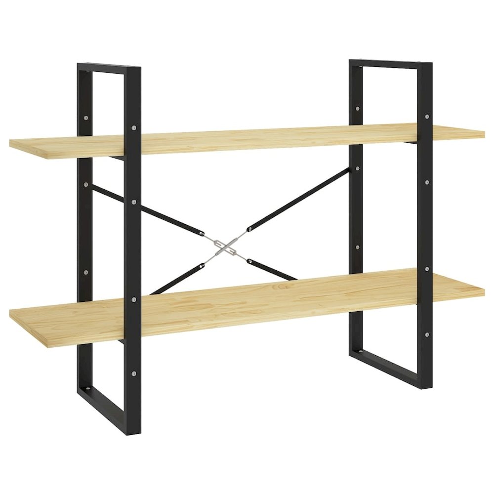 Book Cabinet Untreated pine wood and black metal