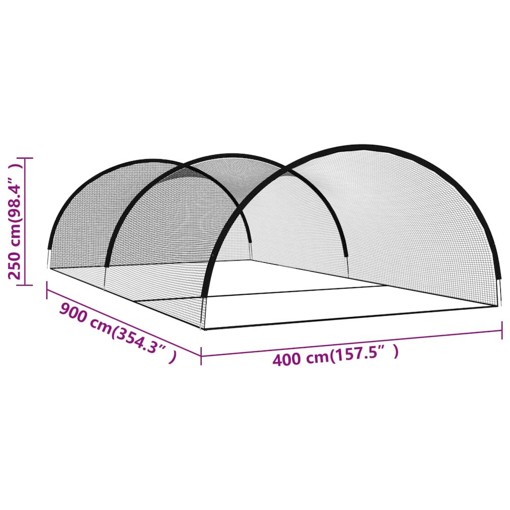 Baseball Batting Cage Net Black 354.3"x157.5"x98.4" Polyester