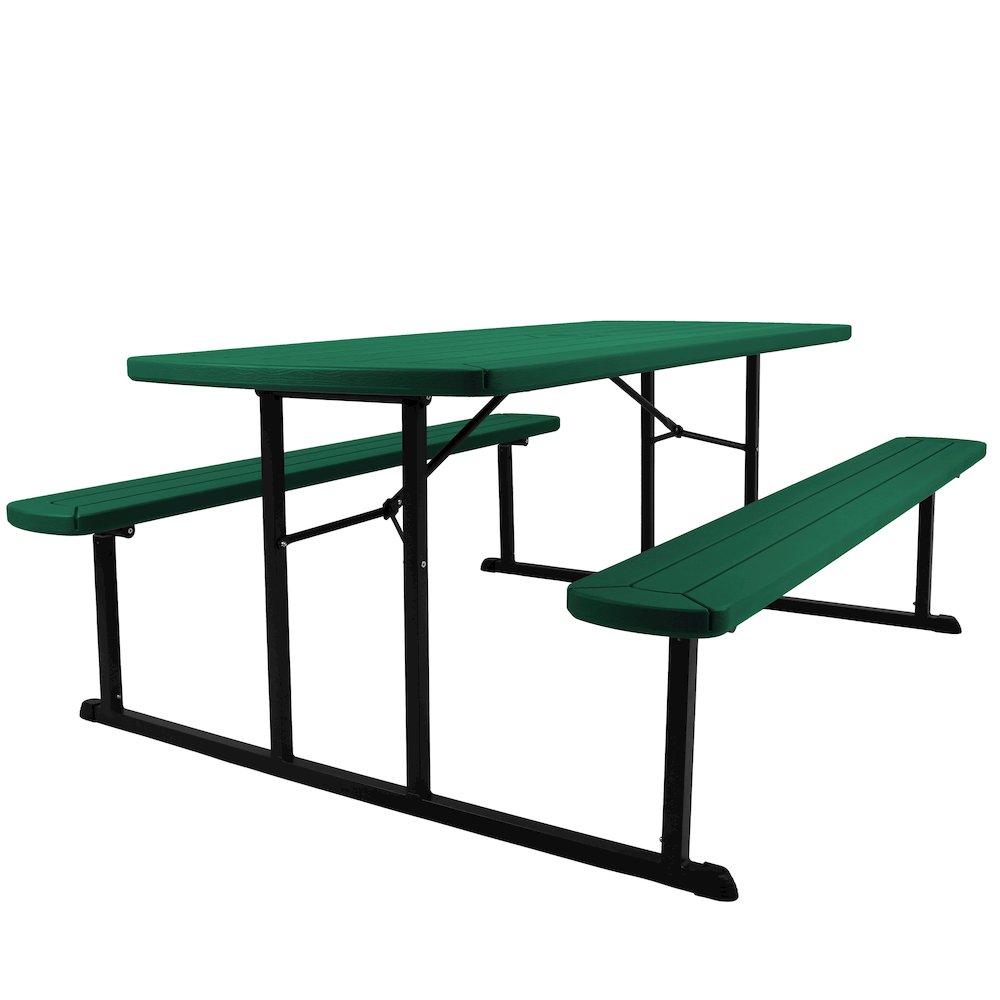 Blow Molded Picnic Table- Green, Black Frame