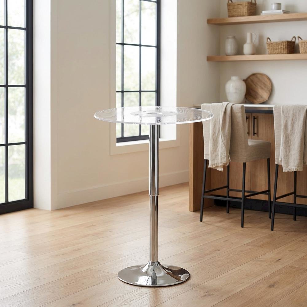Light Up Adjustable Bar Table with Acrylic and Metal Finish for Modern Bars