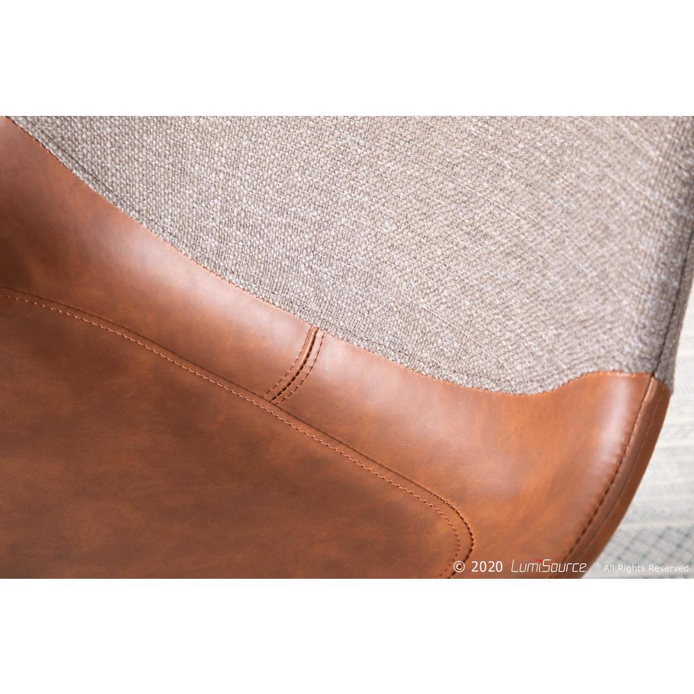 Black Metal, Espresso PU, Brown Fabric Outlaw Two-Tone Chair - Set of 2