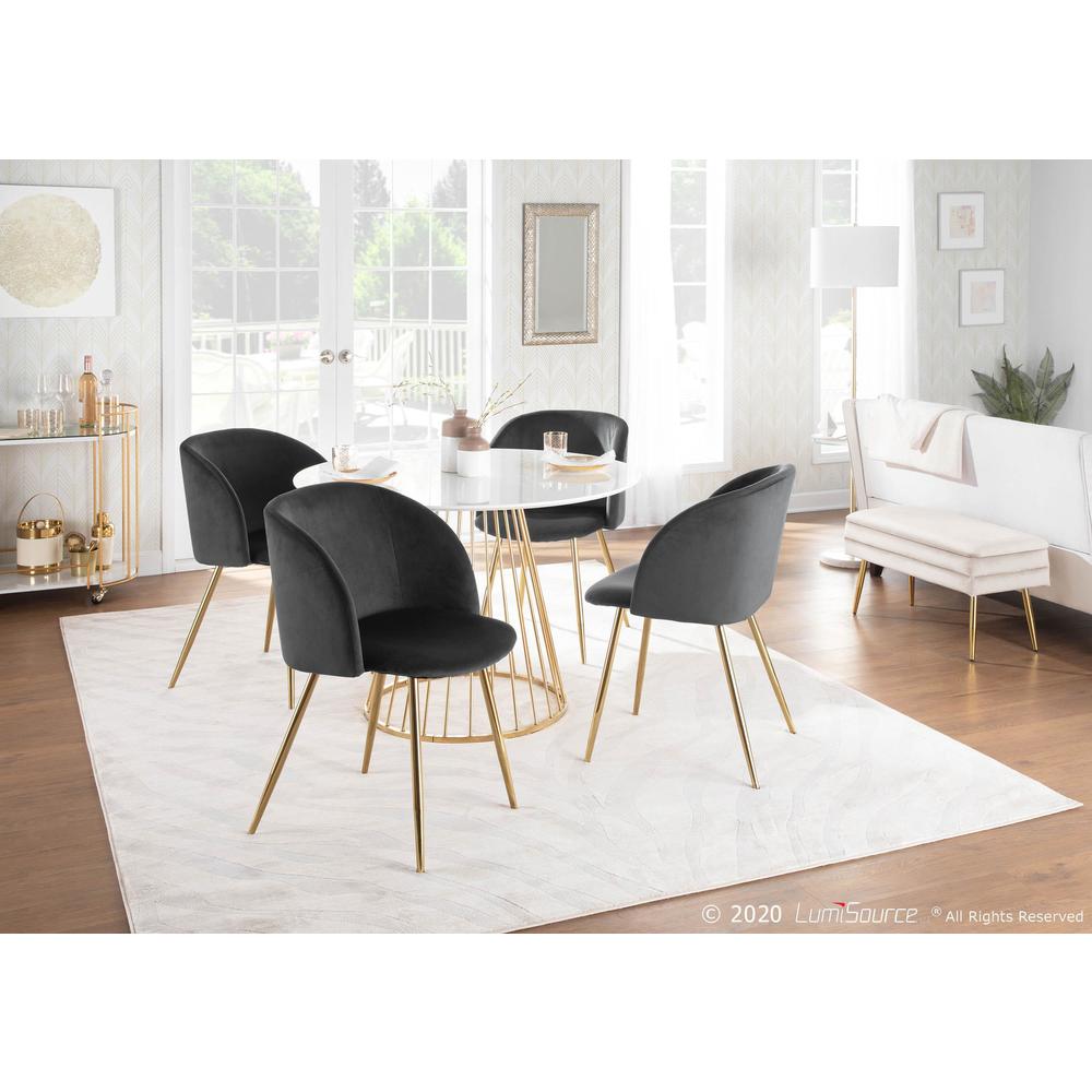 Gold Metal, Black Velvet Fran Chair - Set of 2