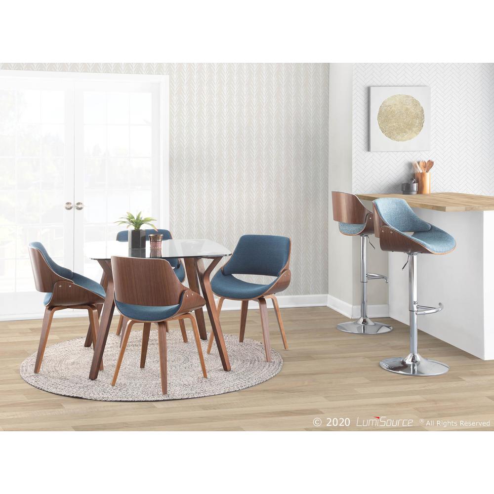 Walnut, Blue Fabrizzi Barstool