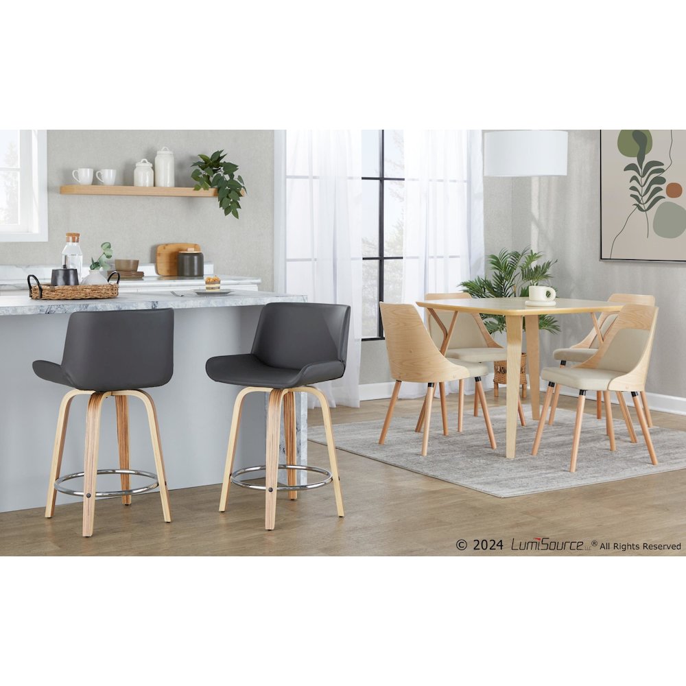 Santi 24" Fixed-Height Counter Stool - Set of 2 in Zebra Wood