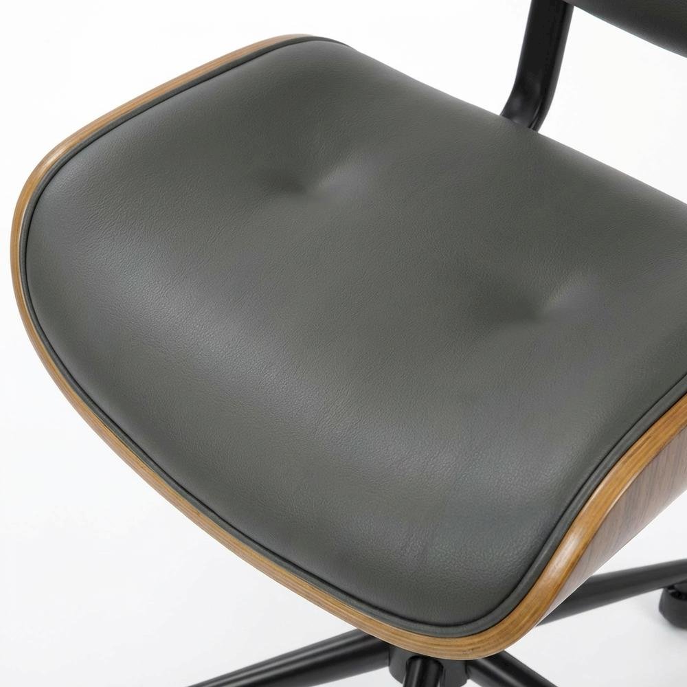 Adjustable Walnut Office Chair with Swivel and Grey Seat for Modern Workspaces