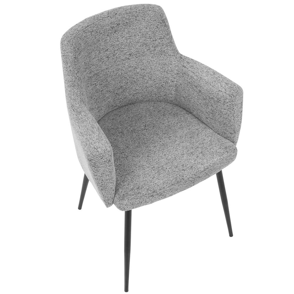 Andrew Contemporary Dining/Accent Chair in Black with Grey Fabric - Set of 2