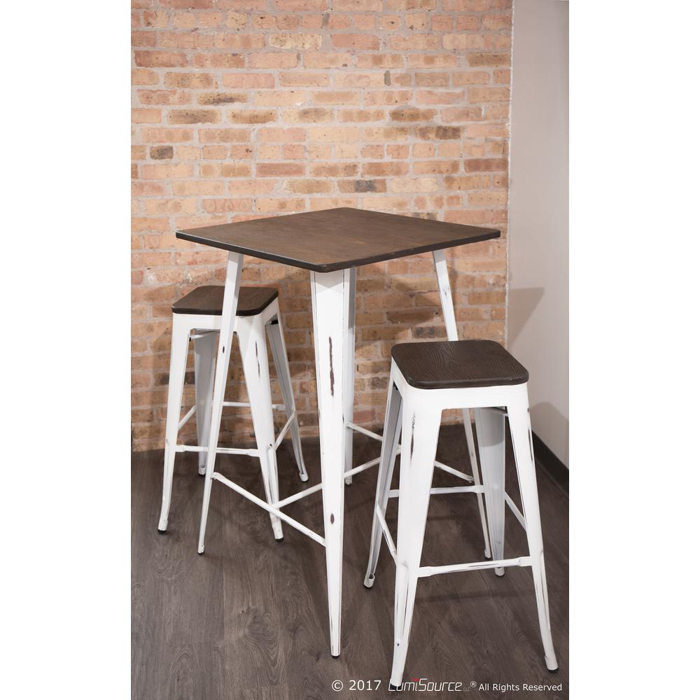 Oregon Industrial Stackable Barstool in Vintage White and Espresso - Set of 2
