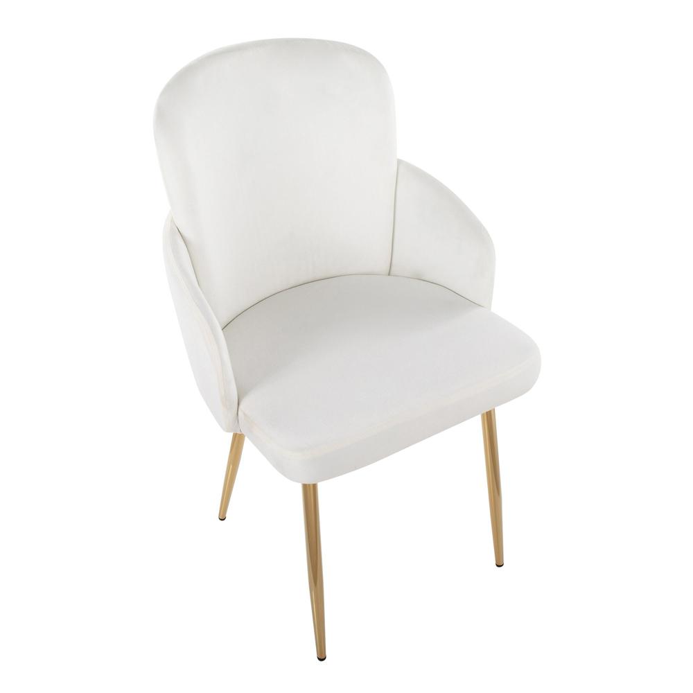 Gold Metal, Cream Velvet Dahlia Dining Chair - Set of 2