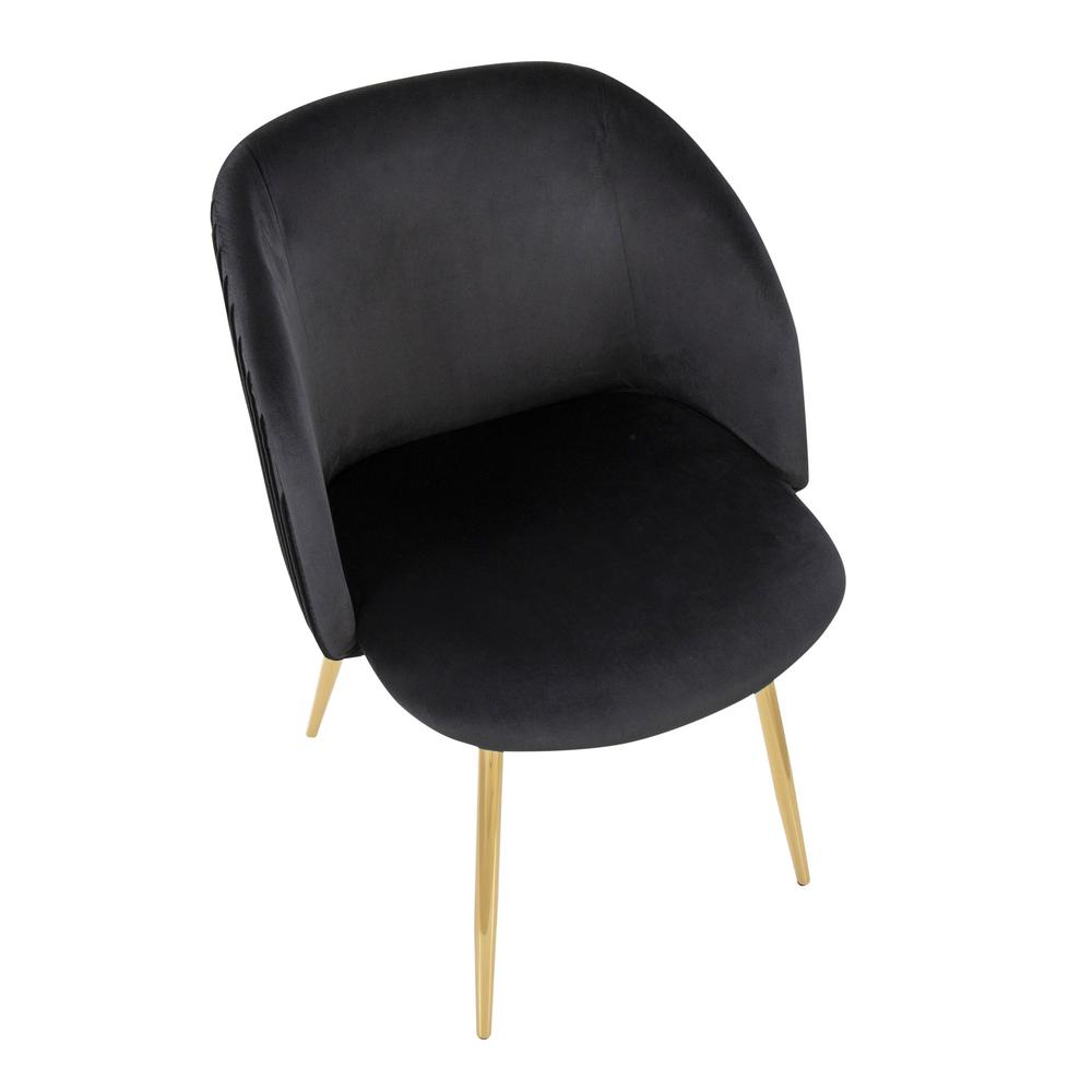 Gold Metal, Black Velvet Fran Pleated Chair - Set of 2