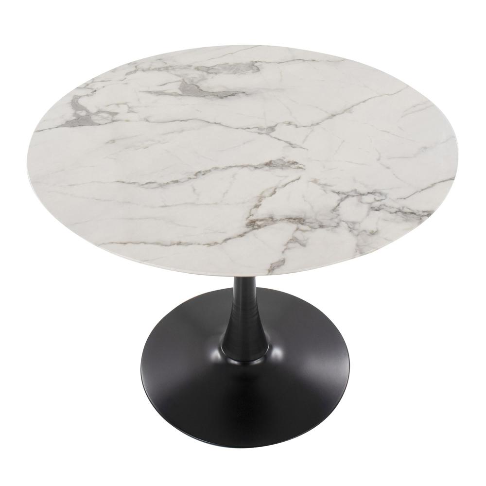 Black Metal, White Marble Veneer Pebble Mod Table