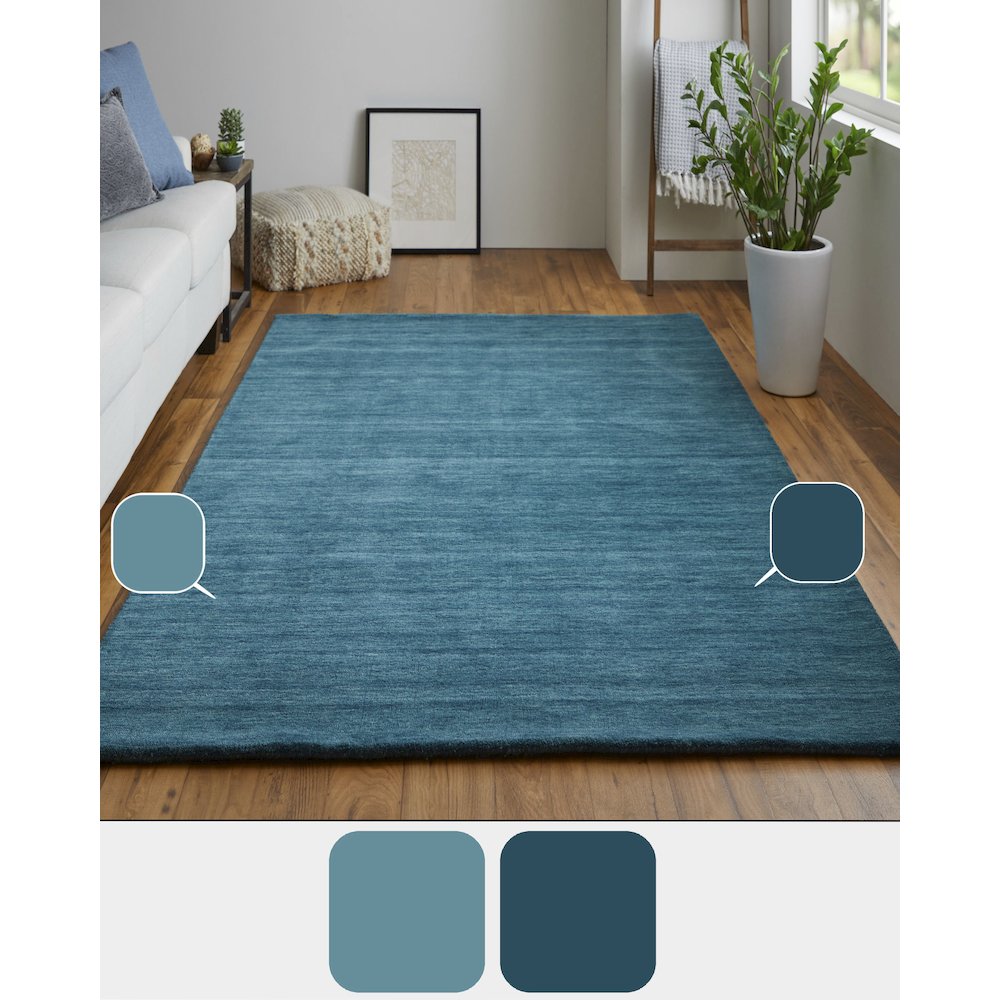 Luna Hand Woven Marled Wool Rug, Teal Blue/Green, 3ft-6in x 5ft-6in Accent Rug, 5798049FTEL000C50