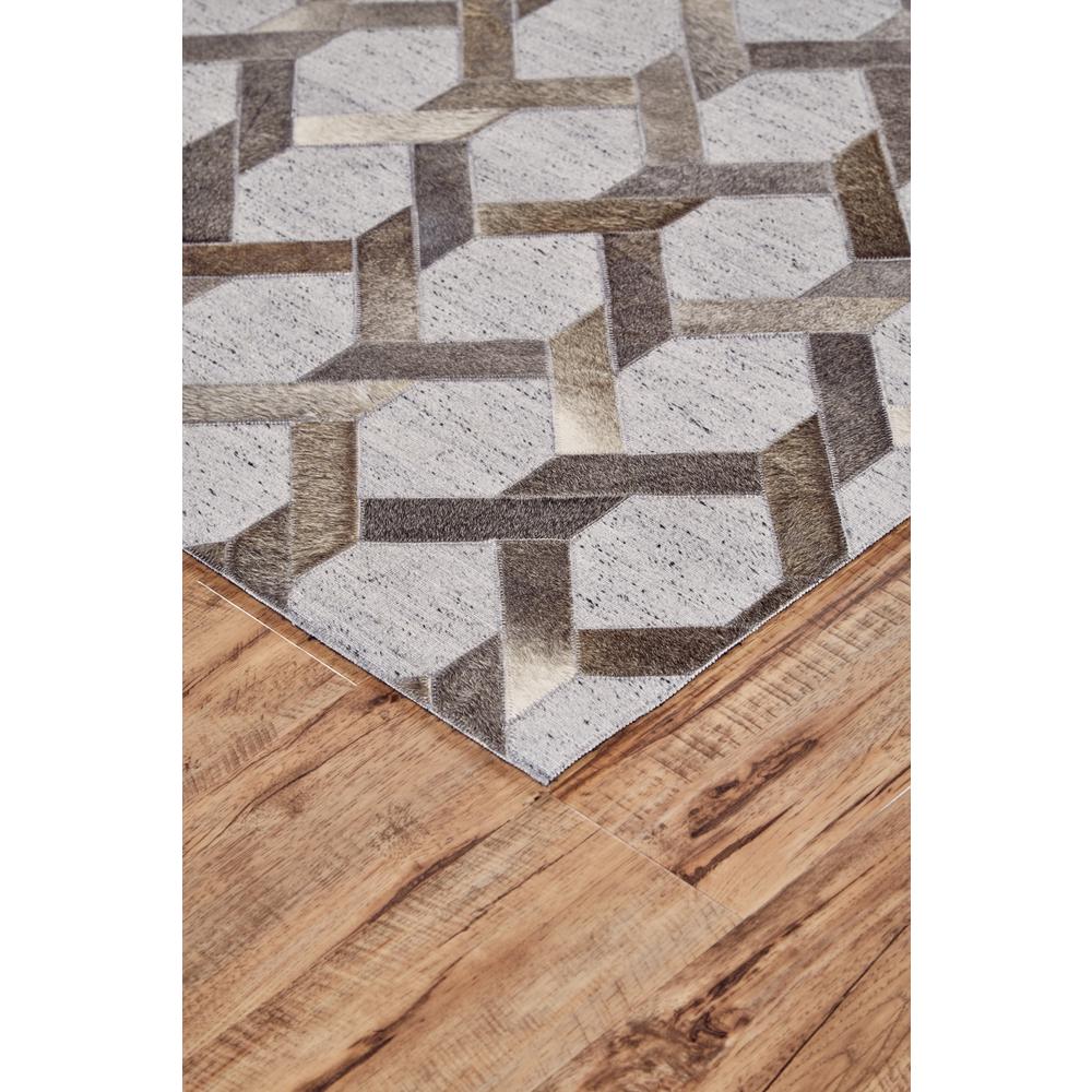 Fannin Handmade Leather Trellis Rug, Gray/Warm Taupe, 8ft x 11ft Area Rug, 7380752FSTLSTMG99