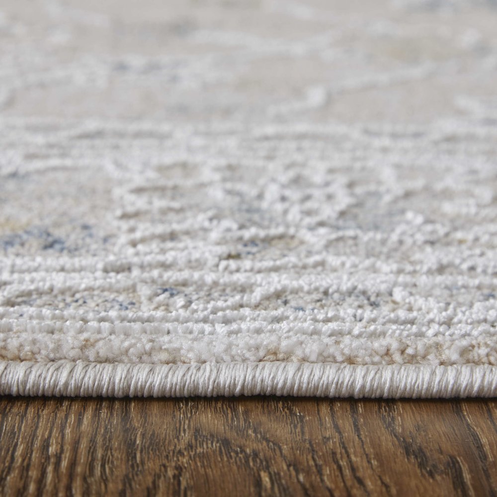 Pasha Transitional Floral & Botanical, Ivory/Taupe/Blue, 5' x 7'-6" Area Rug