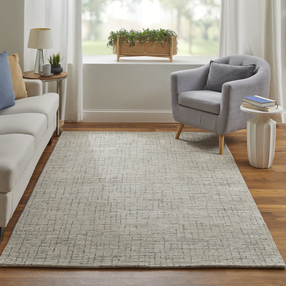 Belfort Modern Crosshatch Rug, Ivory Sand/Charcoal Gray, 2ft x 3ft Accent Rug, 8698667FIVY000P00