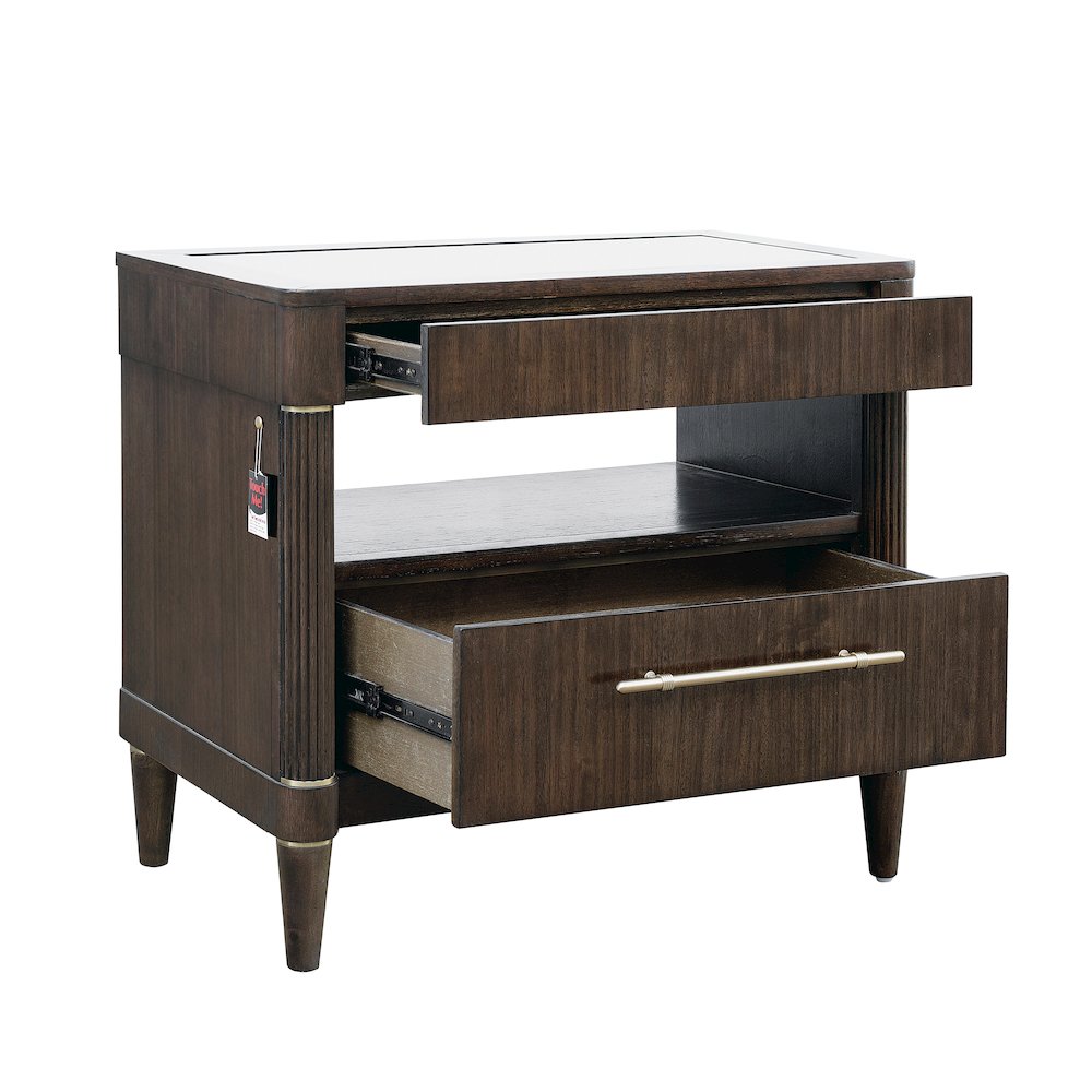 Asher Park Glass Top Bachelor's Chest, Piano Brown Finish