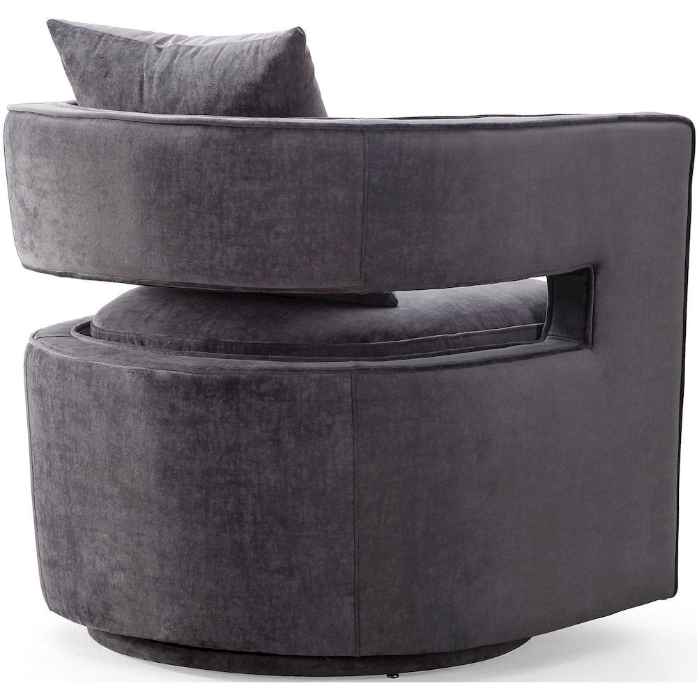 Grey Swivel Chair with Adjustable Seat Height and Fiber-Wrapped Foam Cushions