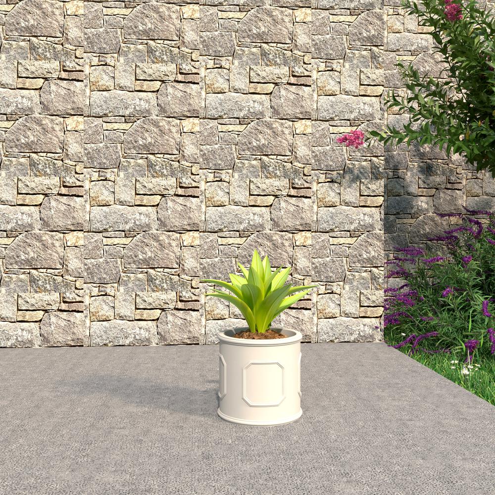 Meadow Series Fiber Stone Planter in White 12.6" Dia, 12.6" HIgh