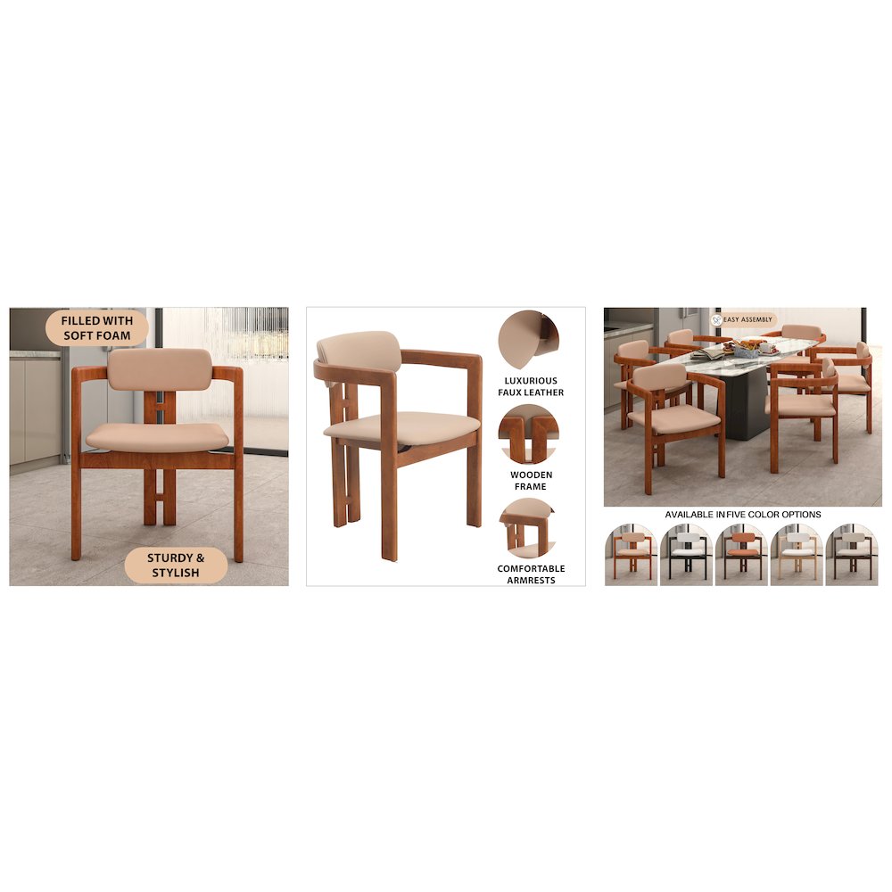 Velo Series Modern Dining Chair in Dark Natural Wood with Taupe Seat