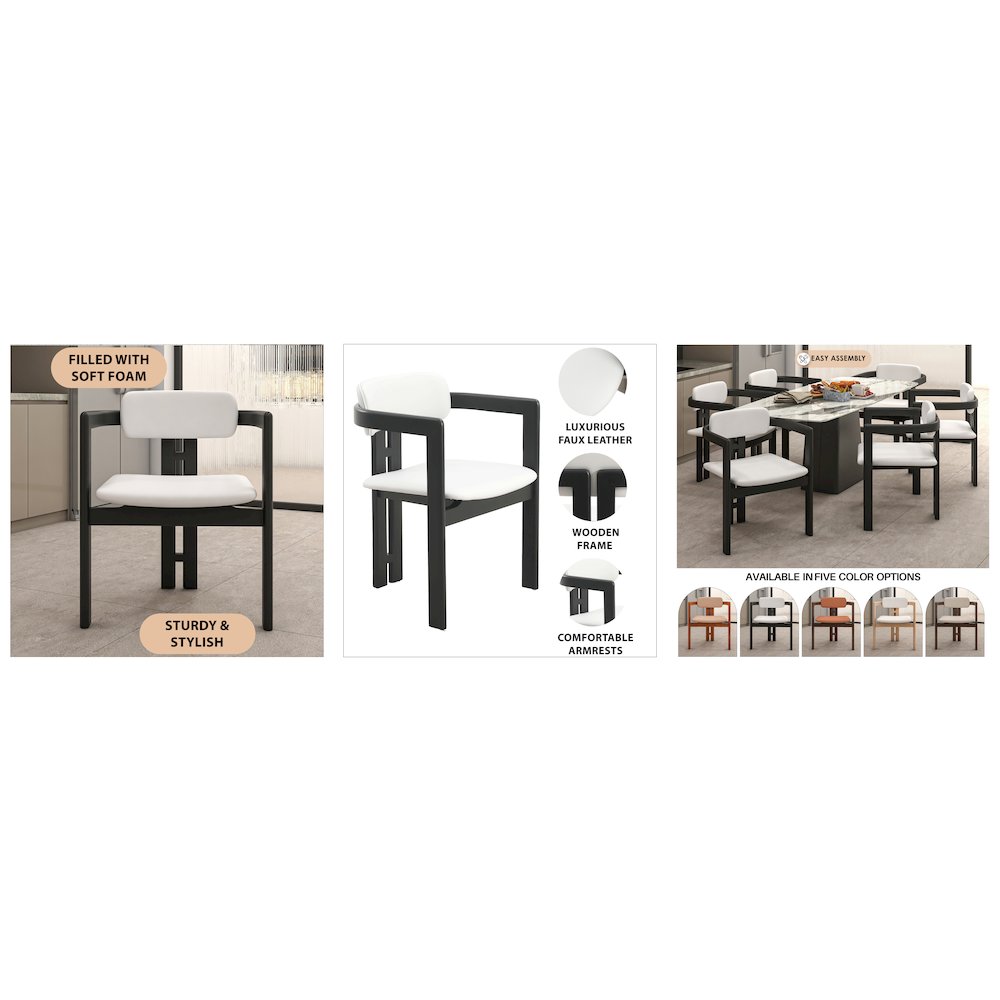 Velo Series Modern Dining Chair in Black Wood with Off White Seat