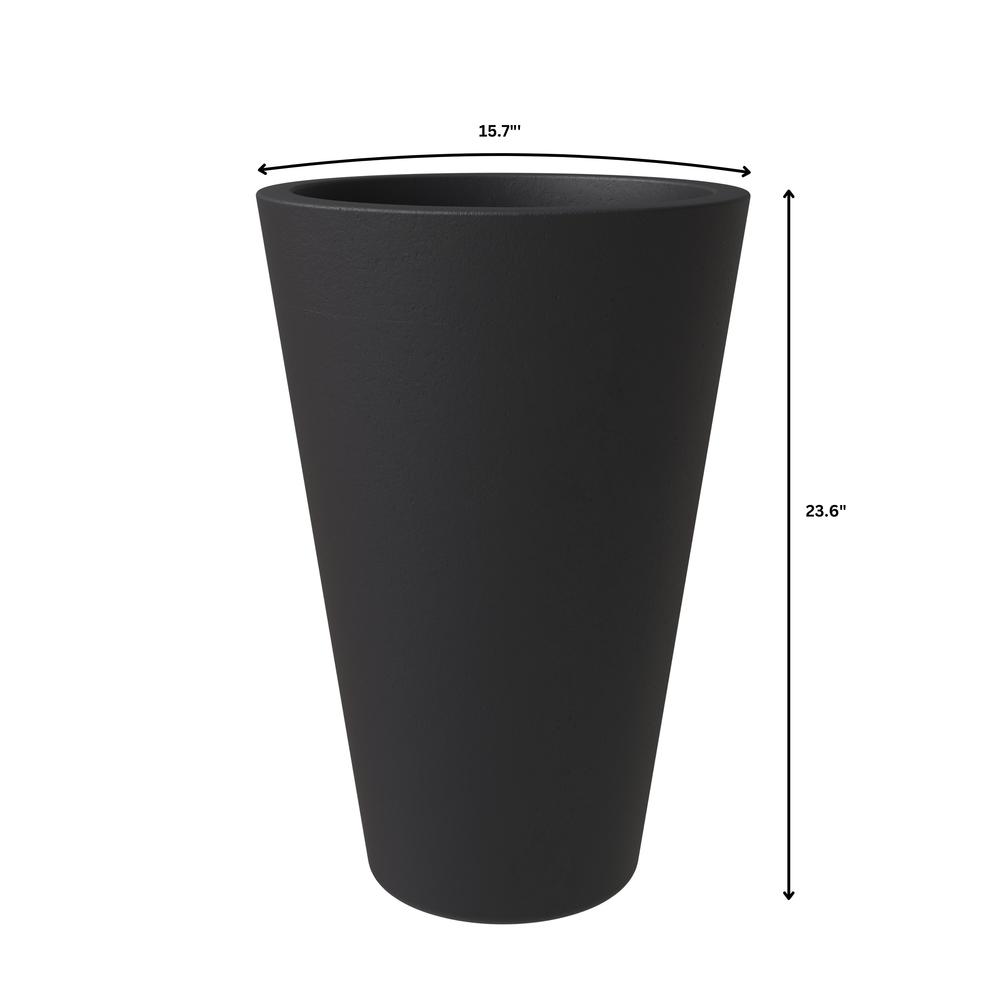 Pebble Series Poly Stone Planter 15.7." Dia 23.6" High in Black