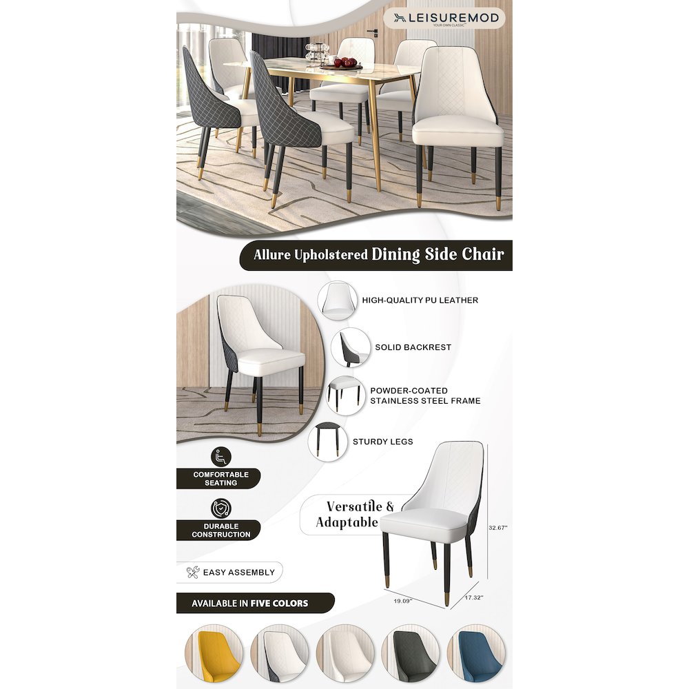Allure Collection Modern Dining Chair In Black Fabric - Set of 4