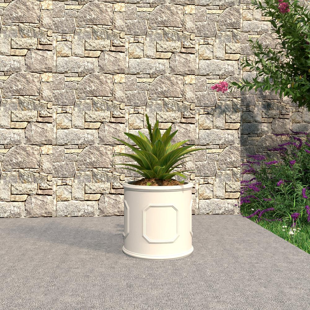 Meadow Series Fiber Stone Planter in White 17.7" Dia, 17.7" HIgh