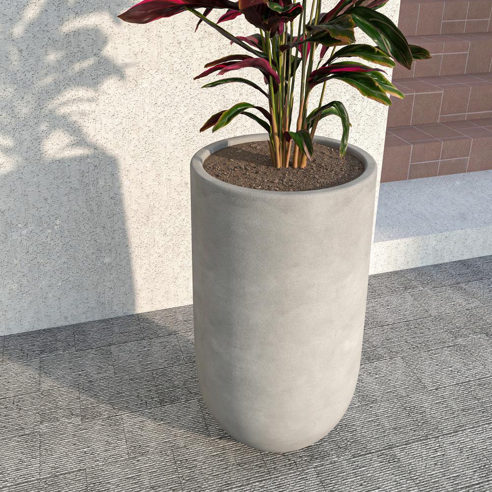 Topiary Series Poly Stone Planter in Dark Grey 18.7 Dia, 35.4 High