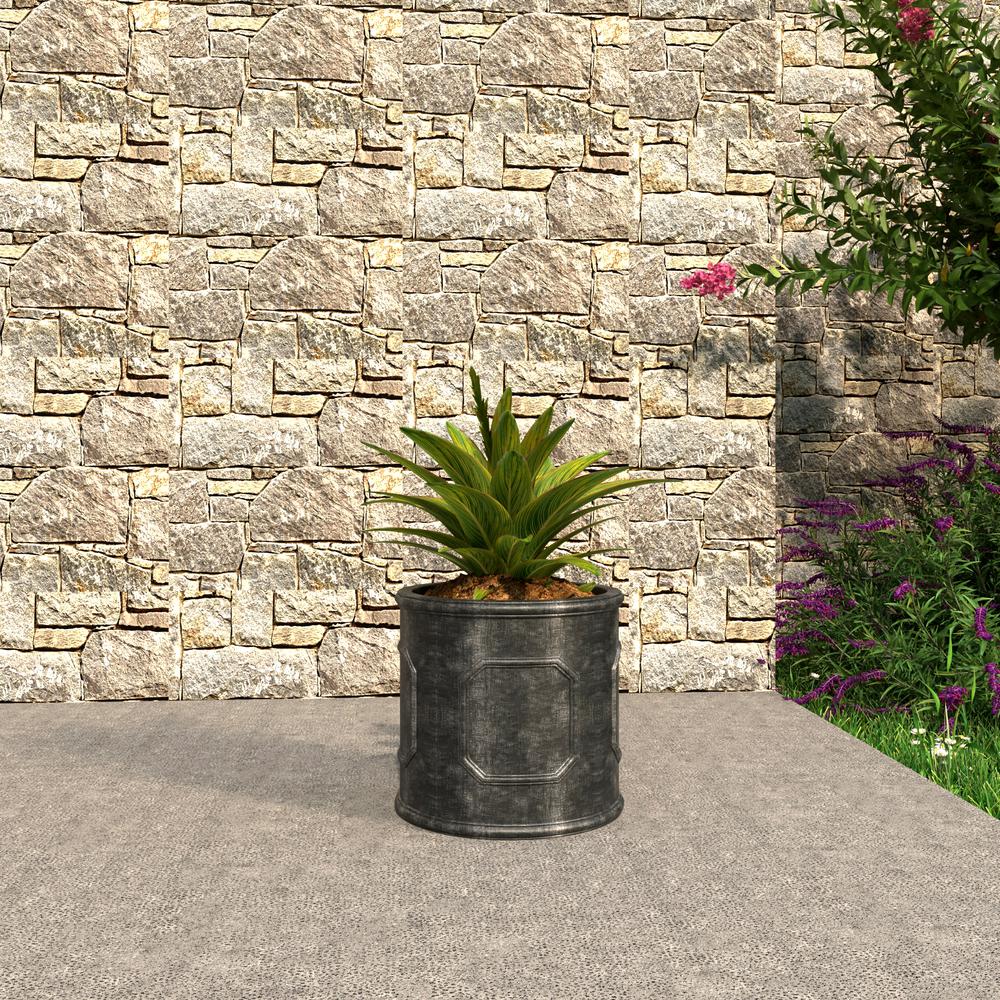 Meadow Series Fiber Stone Planter in Black 17.7" Dia, 17.7" HIgh