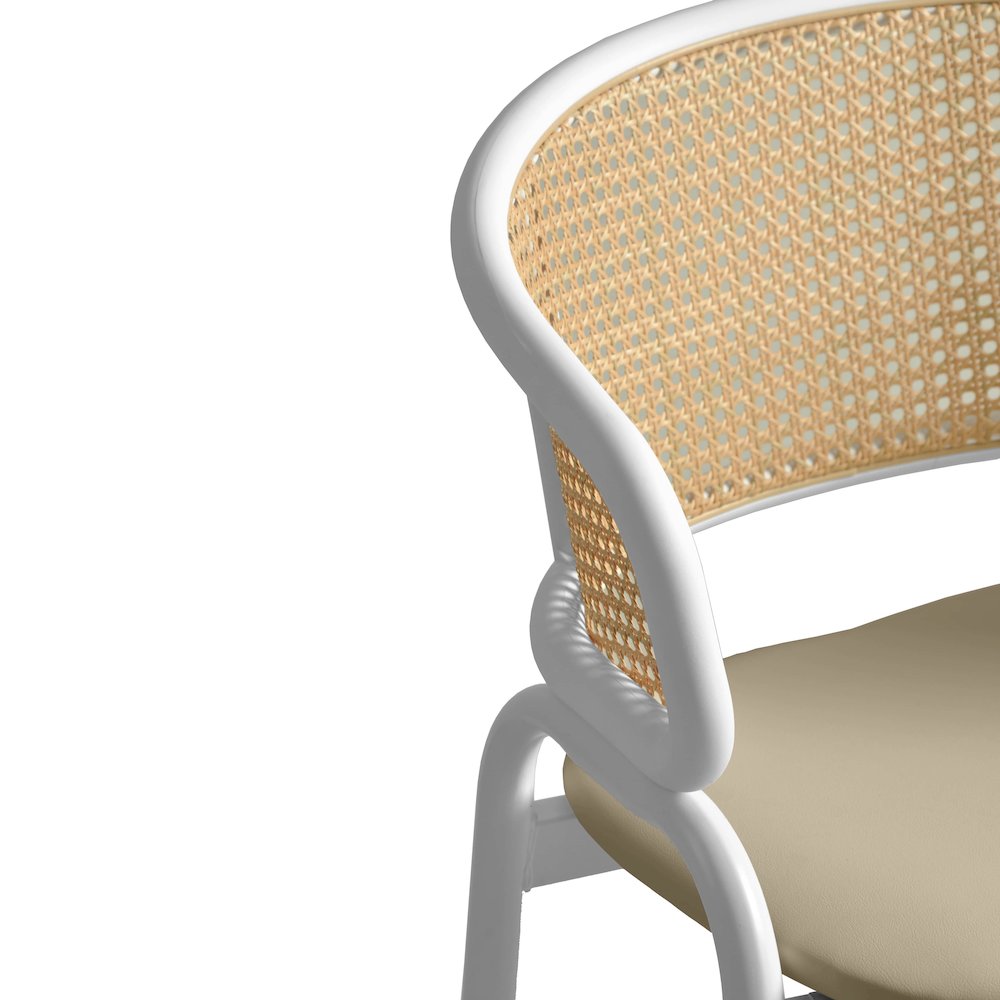 Ervilla - Dining Chair - White frame in Taupe Leather Set of 2