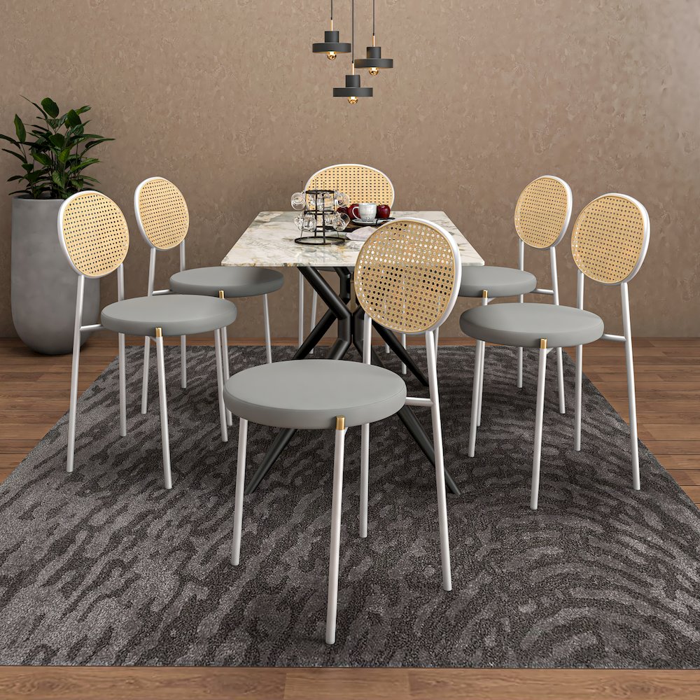 7-Piece Dining Set Rectangular Sintered Stone Dining Table