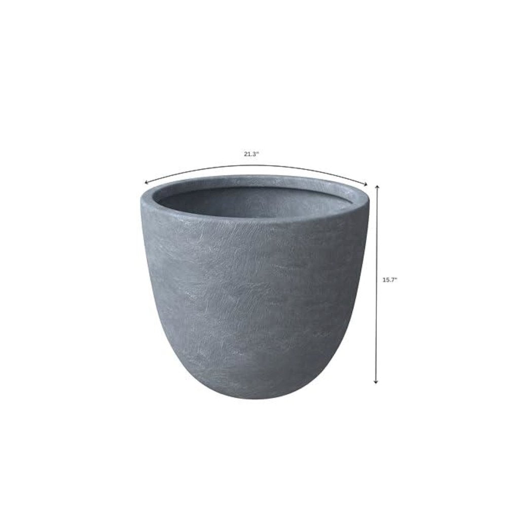 Dahlia Series Poly Stone Planter in Aged Concrete 21.3 Dia, 15.7 High