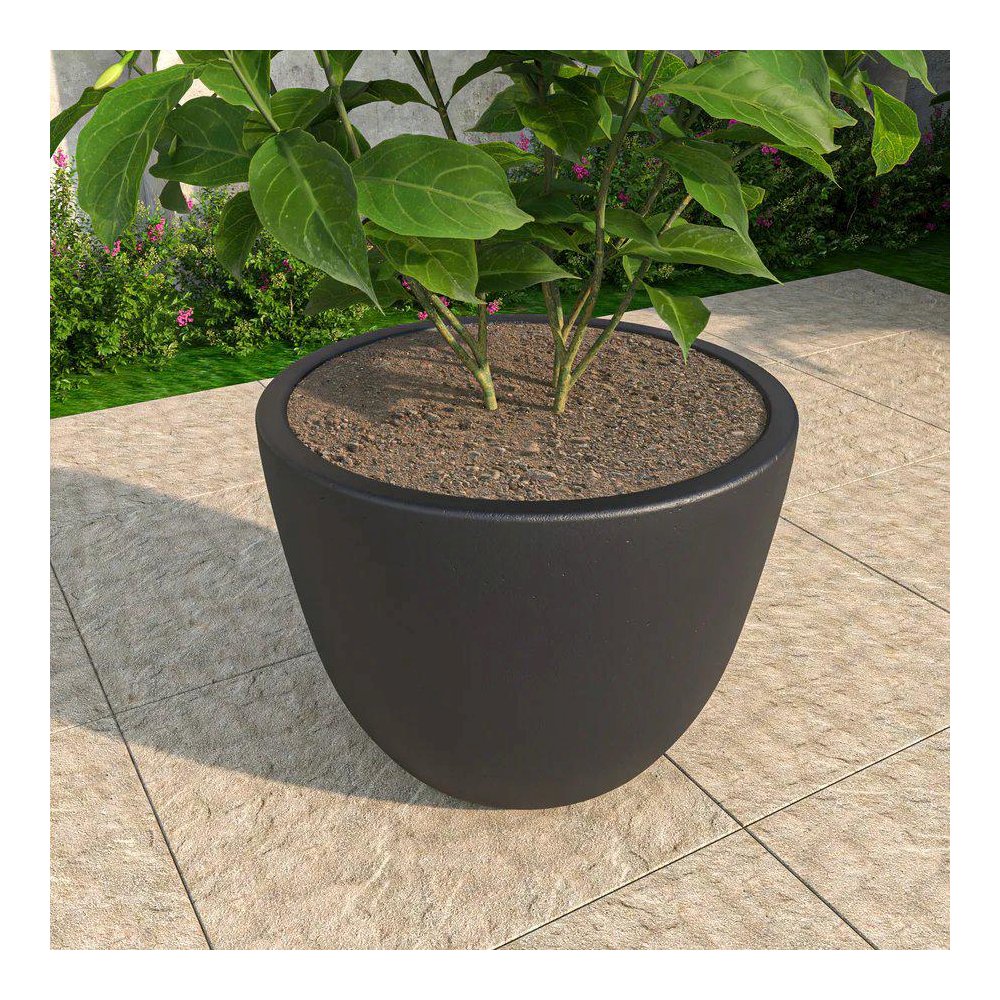 Dahlia Series Poly Stone Planter in Black 21.3 Dia, 15.7 High