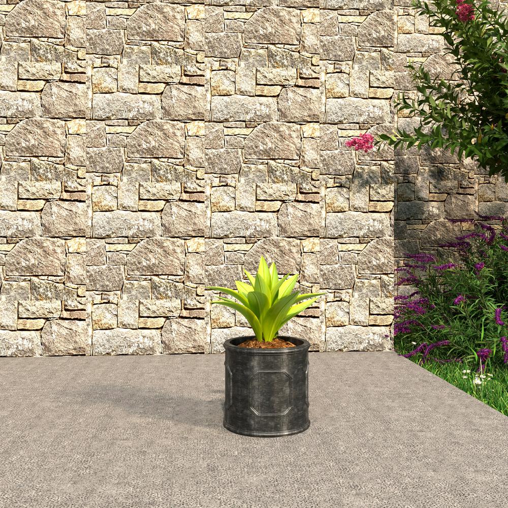Meadow Series Fiber Stone Planter in Black 12.6" Dia, 12.6" HIgh