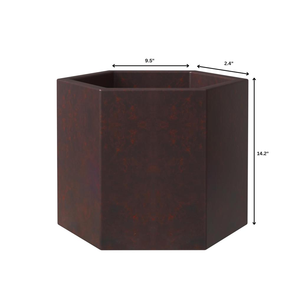 Thicket Series Poly Stone Planter in Brown 14 High