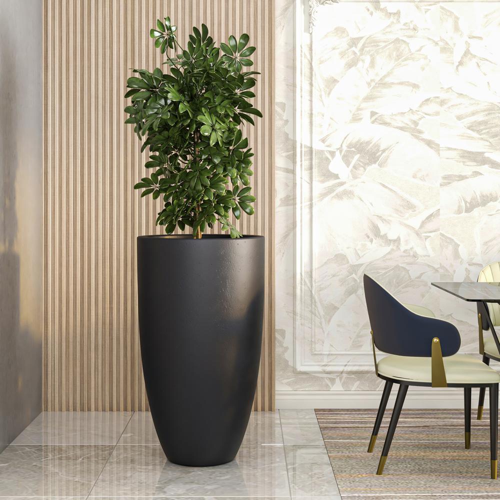 Crete Series Poly Stone Planter in Black 21.3 Dia, 39.4 High