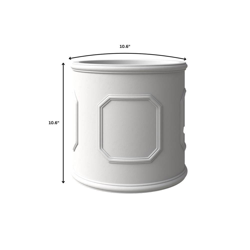 Meadow Series Fiber Stone Planter in White 10.6" Dia, 10.6" HIgh