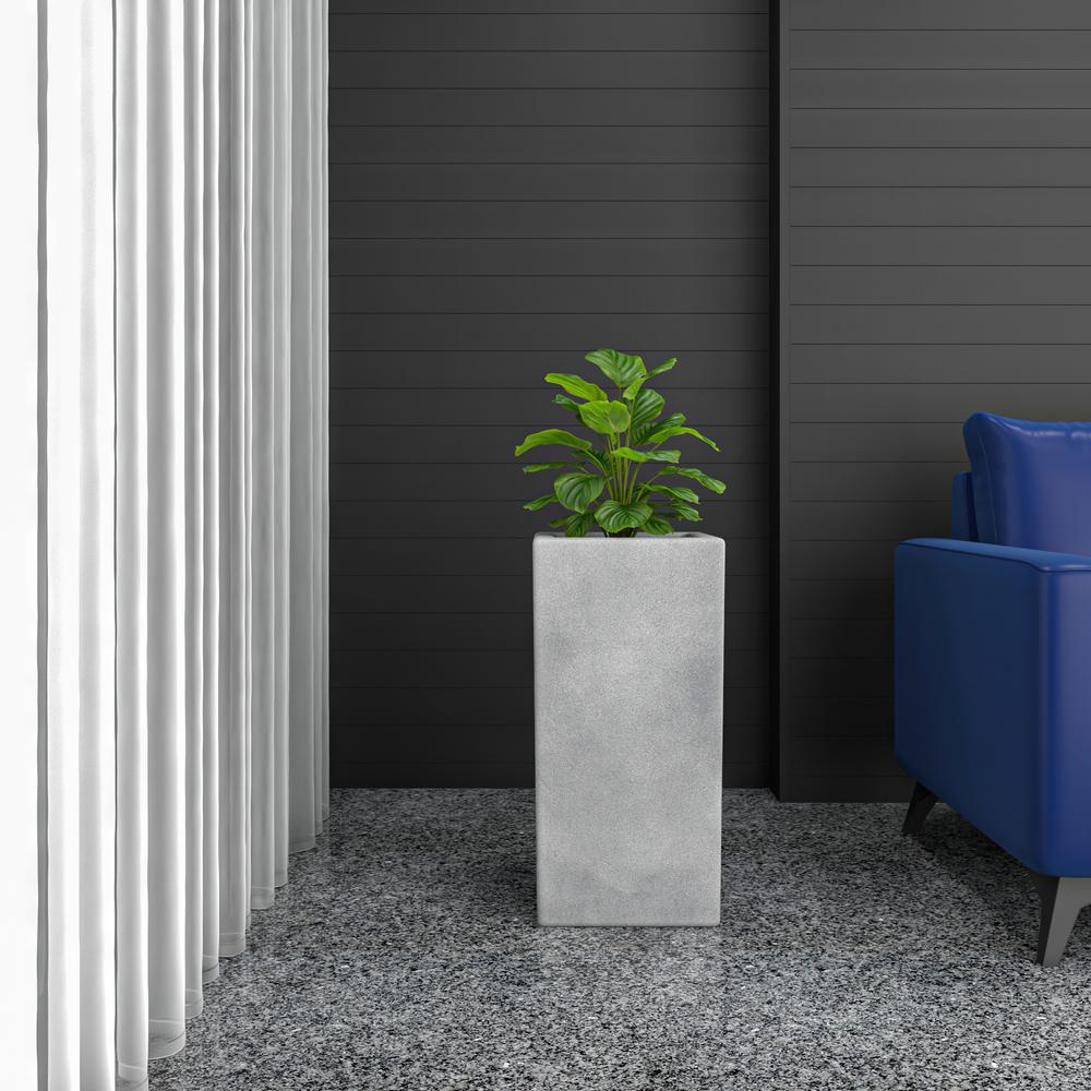 Terra Series Poly Stone Planter in Aged Concrete 13" x 13" 27.6" High